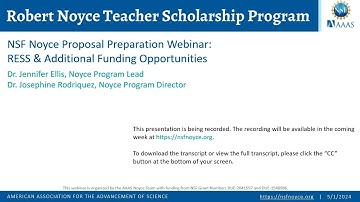NSF Noyce Proposal Preparation Webinar: RESS & Additional Funding Opportunities with Noyce