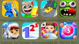 Solo Leveling,Tom Gold Run,Shape Shifting,Zombie Tsunami,Subway Surfers,Number Master,Sweet Baby ...