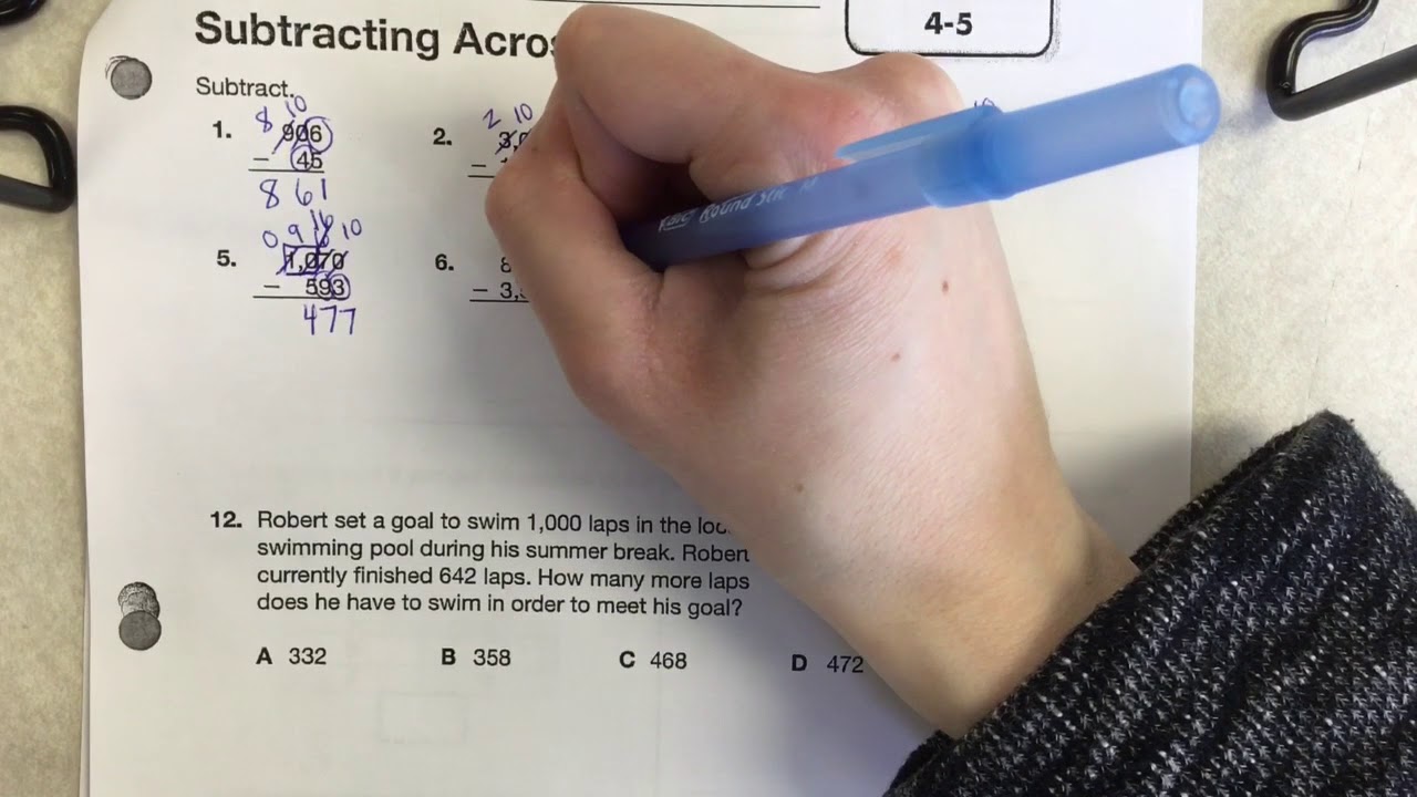 Practice 4-5 Box Trick for Subtracting Across 0s - YouTube