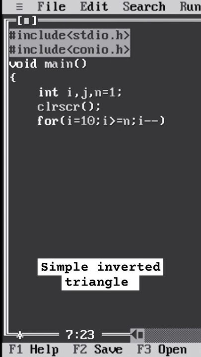 program to Print simple inverter triangle in c language. #coding # ...