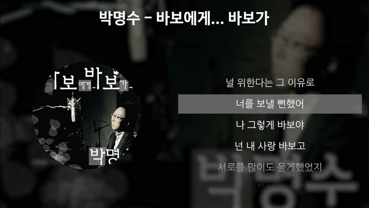 박명수 - 바보에게… 바보가[가사/Lyrics] - Youtube
