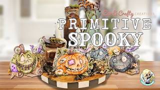 Primitive Bottle Painting & Spooky Halloween Decor 🎃 | Patchwork Pumpkins Craft