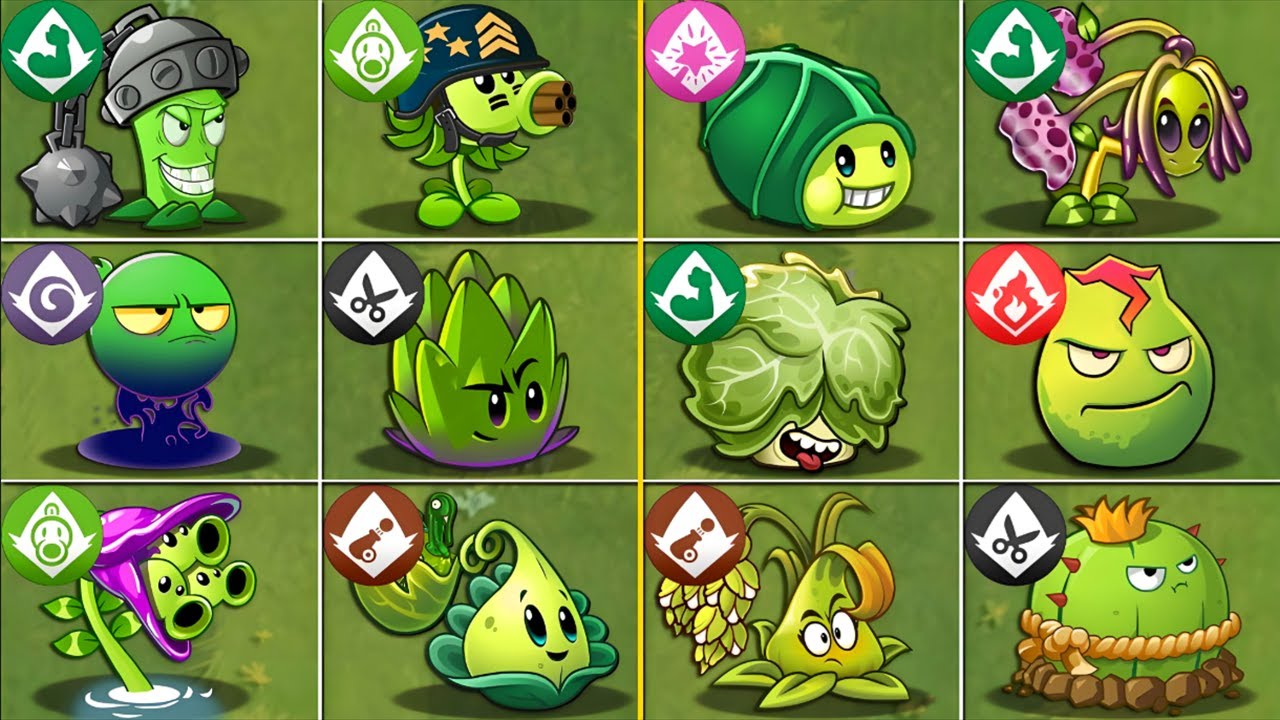 All GREEN Premium Plants Power-Up vs PvZ 2 All Final Bosses Fight ...