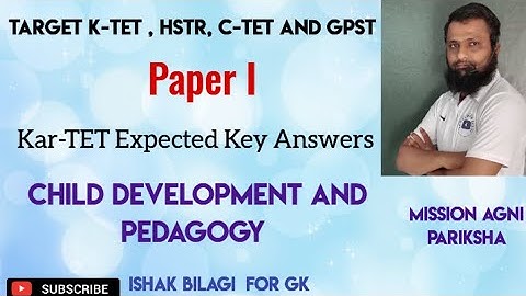 || Expected Key Answers|| Paper I||Child Development and Pedagogy||Kar-TET||