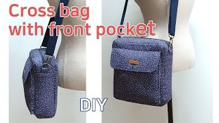 DIY Rectangle Cross Bag/Cross Bag tutorial /앞포켓이 있는 크로스백/사각 크로스백 만들기/패턴 공유