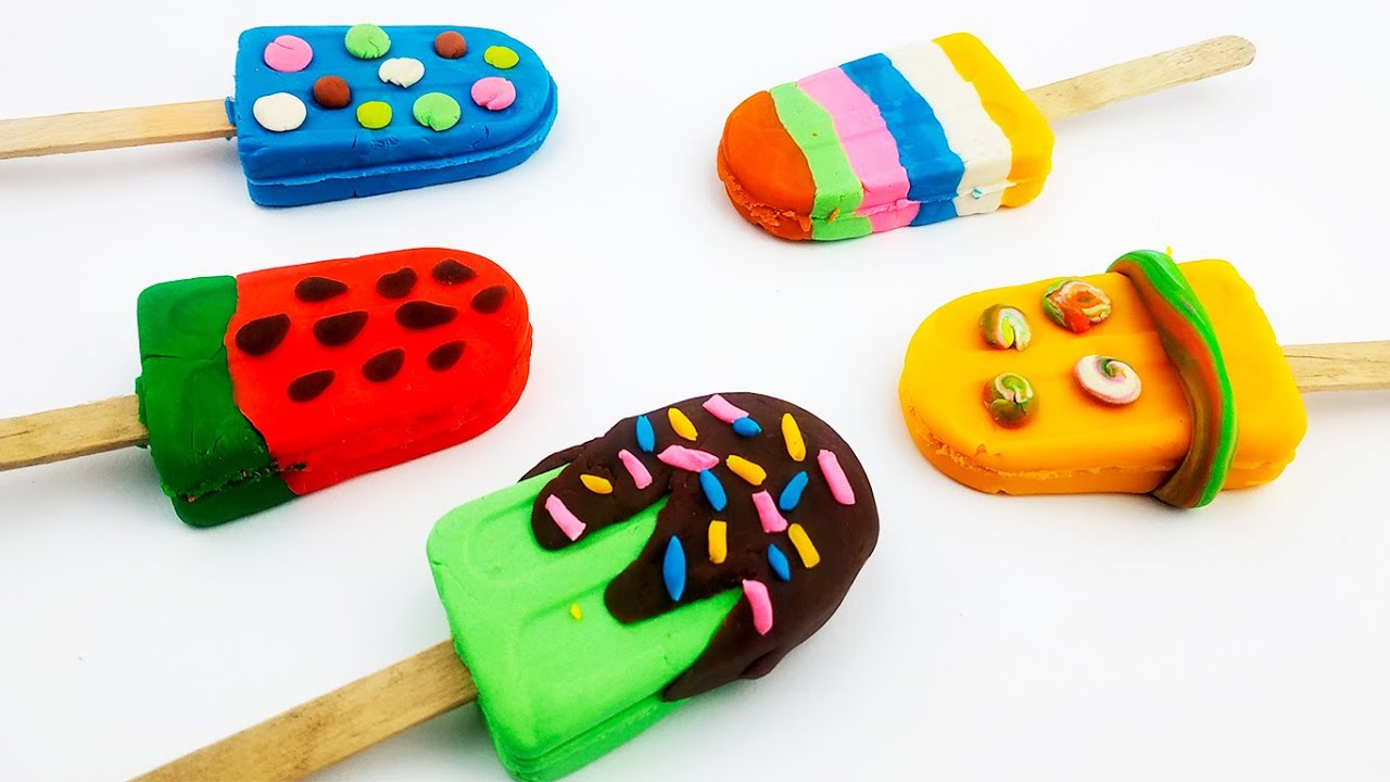 Что можно сделать из старого мороженого Лепим мороженое из Play Doh своими руками Поделки из пластилина Плей До. Учим цв