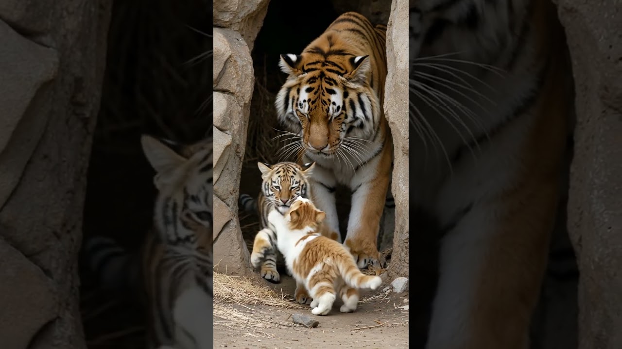 When a Kitten Walked into a Tiger's Den… 🐅❤️🐱