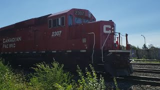 TRAINS Close Up CP Switchers Moves Double Stacks at Lachine
