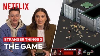 SPOILER ALERT | Cast Try Stranger Thing 3 Video Game for the First Time | Netflix screenshot 3