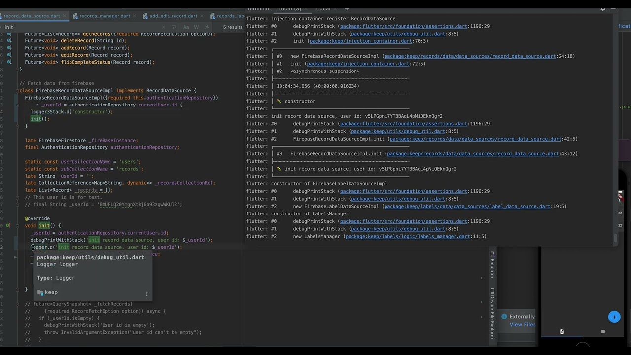 logger vs debugPrintStack in Flutter debugging