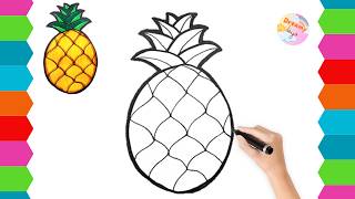 Famous Easy Pineapple Drawing Tutorial | Fun Coloring for Preschool and Kindergarten Wealth
