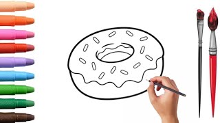 Drawing, Painting \& Colouring A Beautiful Donuts 🍩😍 | EASY CREATIVE DRAWING FOR KIDS #057