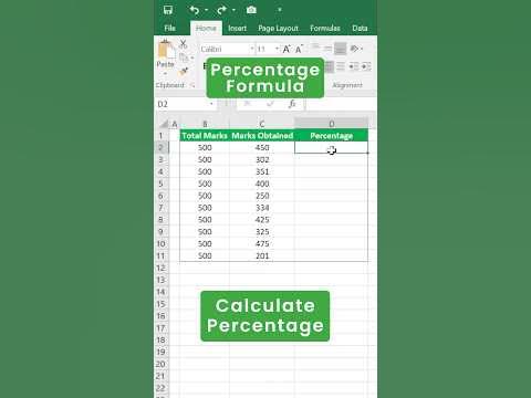 How to calculate PERCENTAGE in excel? | Percentage Formula #shorts # ...