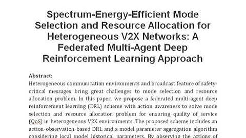 Spectrum Energy Efficient Mode Selection and Resource Allocation for Heterogeneous V2X Networks  A F