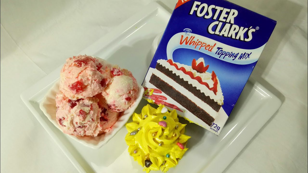 Foster Clark's Whipped Topping Mix With Ice cream And Cake Decoration
