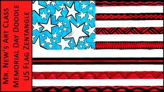 Memorial Day Doodle - American Flag Zentangle