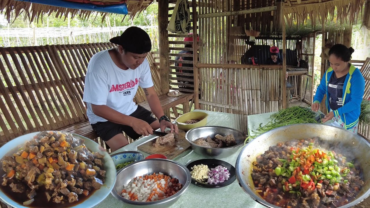 FARM Cooking Spicy beef lung recipe in the Country side 