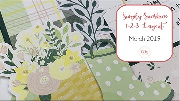 "Simply Sunshine" Spring-Themed 1-2-3 Scrapbook Sketch and Layout - March 2019
