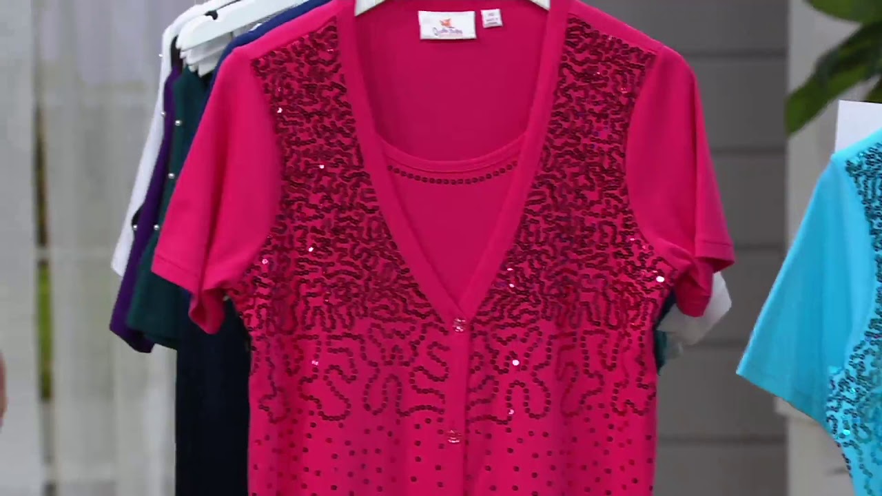 Quacker Factory Sequin Embellished Short Sleeve Duet on QVC YouTube