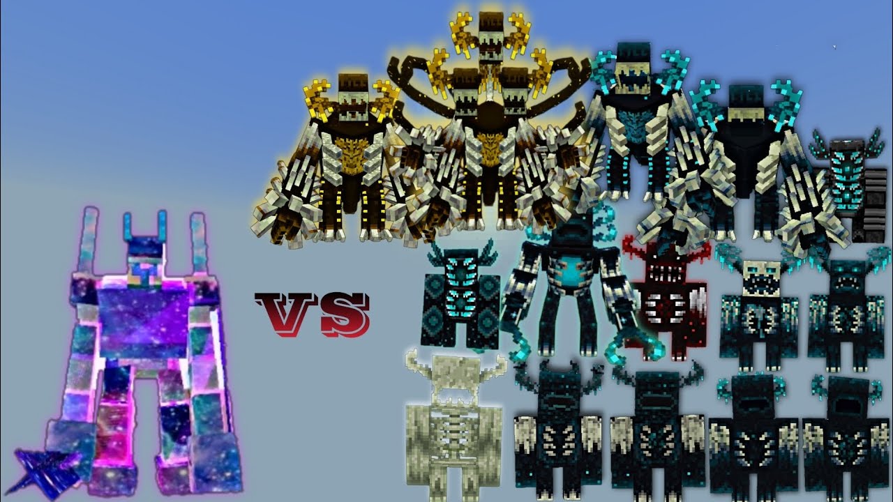 Galaxy Golem V2 vs Warden Plus (Wardens) | Minecraft Bedrock | Mob ...