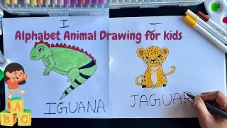 Kid's CUTEST animal drawing easy tutorial: I & J | learn alphabets with drawing | fun and simple!