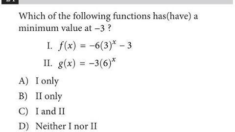 SAT Math Problem - Finding the functions that have a minimum at a given value