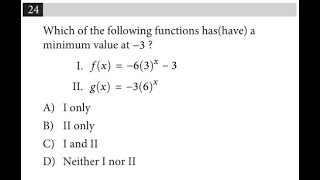SAT Math Problem - Finding the functions that have a minimum at a given value Net Worth