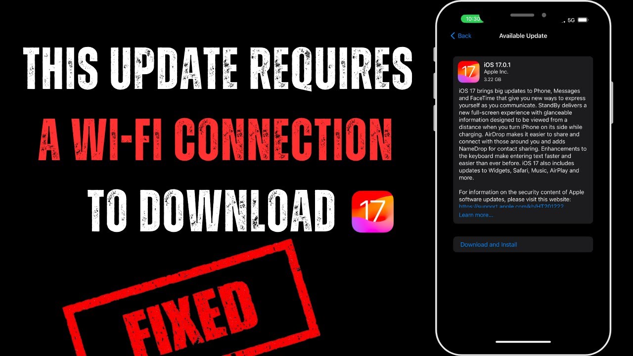 [FIXED!] iOS 17 - This Update Requires a WiFi Connection To Download