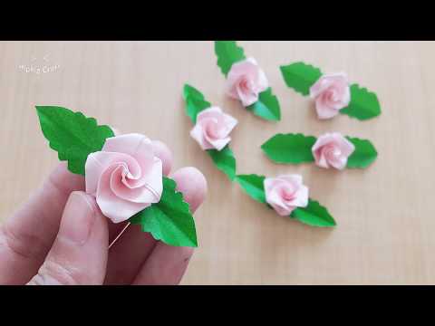 Hướng dẫn gấp hoa hồng chỉ bằng 1 tờ giấy  _How to make cute rose _ Easy paper flower | Foci