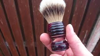 Black Anvil Fionn Shaving Brush. Black Purple