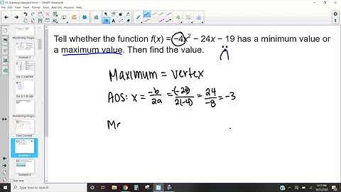3.3 Maximum and Minimum of Quadratic Function