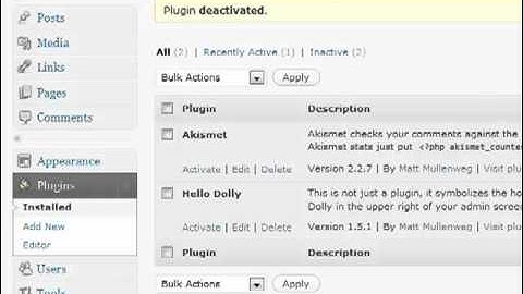 Wordpress installing and deleting plugins tutorial video #13
