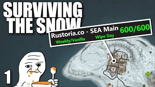 SURVIVING a 600+ POP SERVER IN THE SNOW ON WIPE DAY | Solo Rust