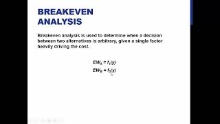 Lecture 9:  Sensitivity and Breakeven Analysis