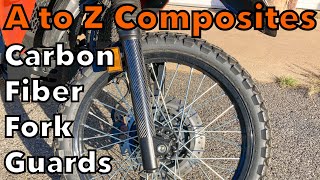 A to Z Composites, Carbon Fiber Fork Guards for the Kawasaki KLR 650.