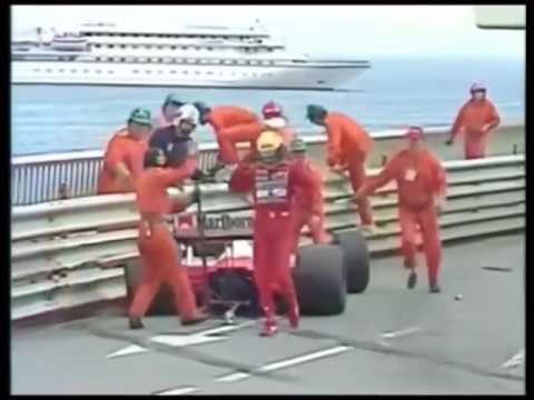Ayrton Senna crashes out at Monaco 88