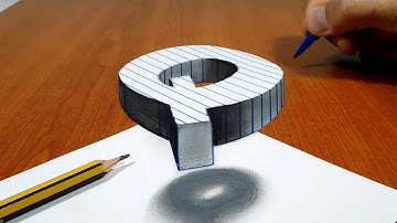 3D Trick Art On Line Paper, Floating Letter Q