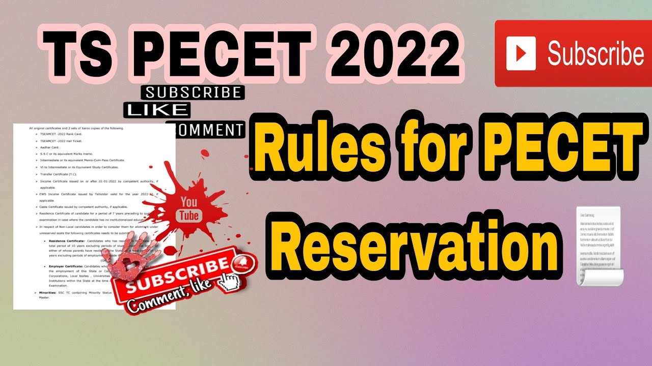 TS PECET Rules for Reservation in Admission #pecet #admission # ...