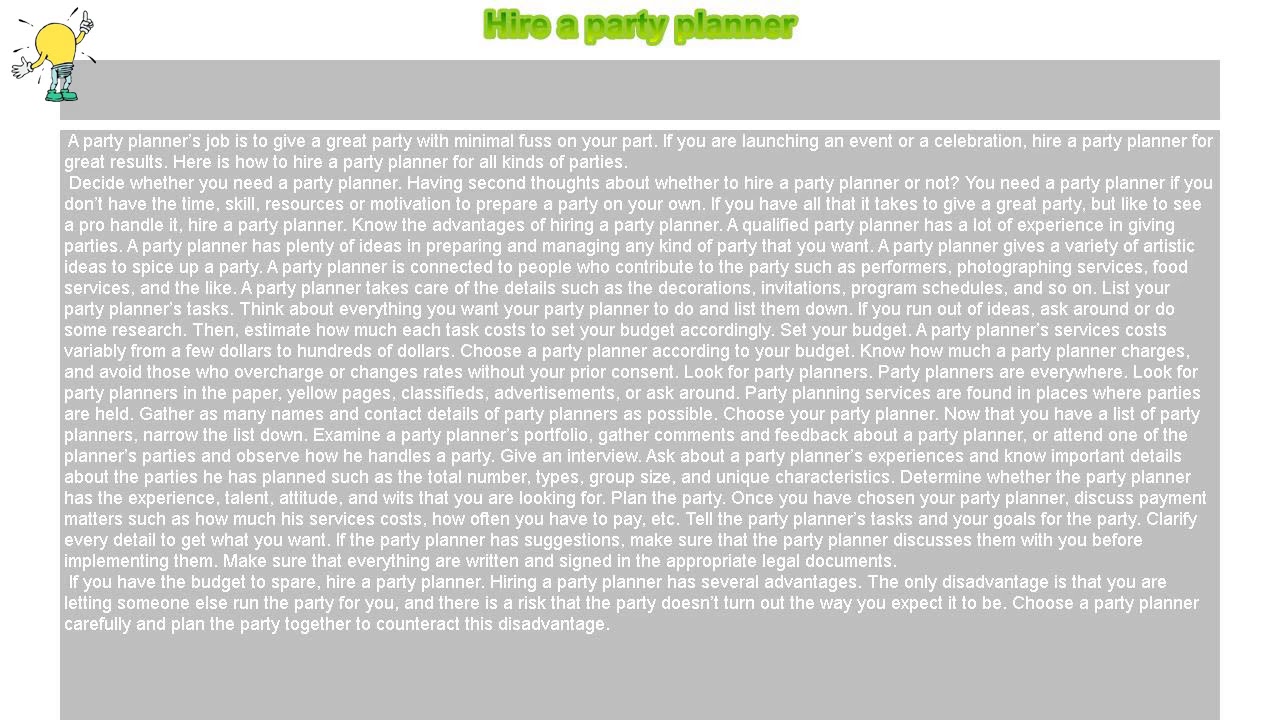 How to : Hire a party planner - YouTube