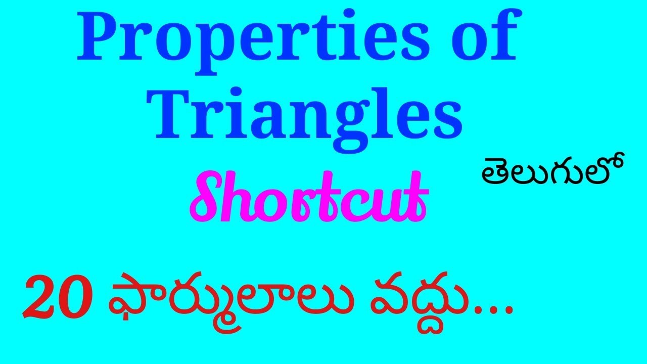 Properties of Triangles Short cut in Telugu Root Maths Academy YouTube