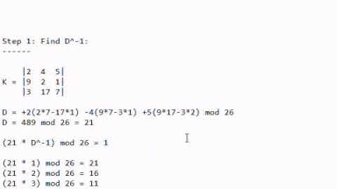 Hill cipher decryption 3 by 3