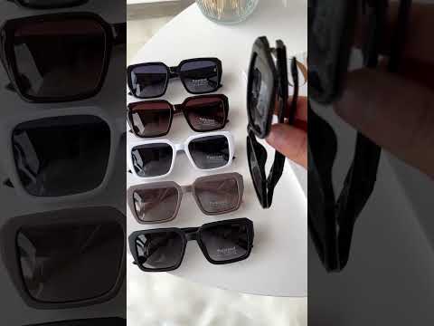 Сонцезахисні жіночі окуляри брендові Polarized в стильній квадратній оправі, Чорні, видео 1