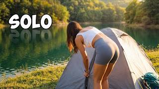I Camped ALONE by a Secret Lake | Tent Setup, FISHING & Cook ASMR