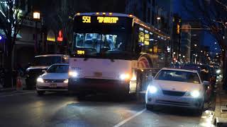 New Jersey Transit 2018 MCI D4500CT #18034 operating the 551 along Arch St in Philadelphia