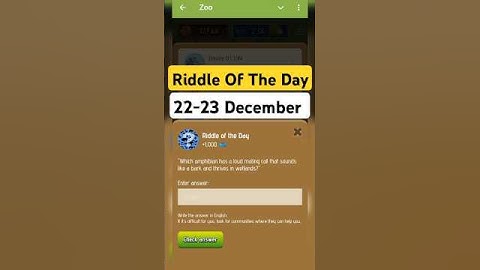 Zoo Riddle of the day 22 December | Riddle of the day zoo | #zoo #riddle #airdrop