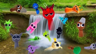 Exploring the Waterfall and Harvesting Wild Sprunki