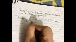 Relationship between atomic radius(r) and edge length(a) for a unit cell Wealth