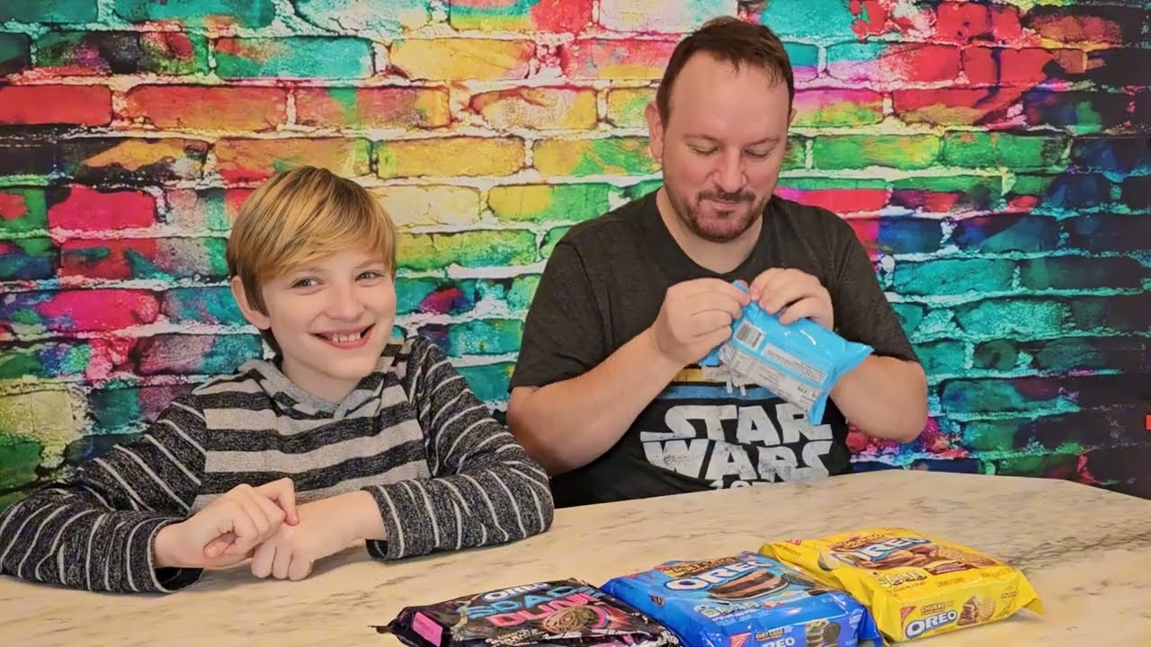 Ben and Dad Try It -  3 New Oreos and Jolly Rancher marshmallow (almost Peeps)