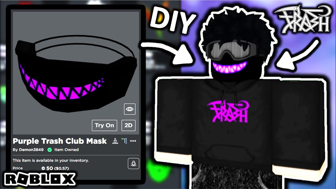 Make A Diy Purple Trash Gang Mask On Roblox Youtube - how to make a mask in roblox