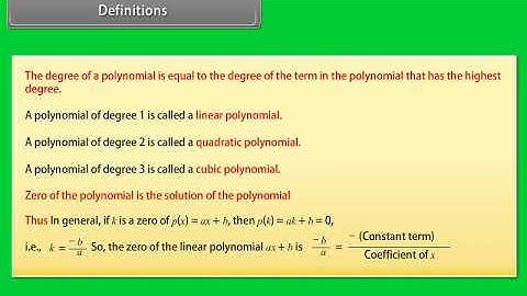 Definitions of Polynomials | Degree of Polynomial